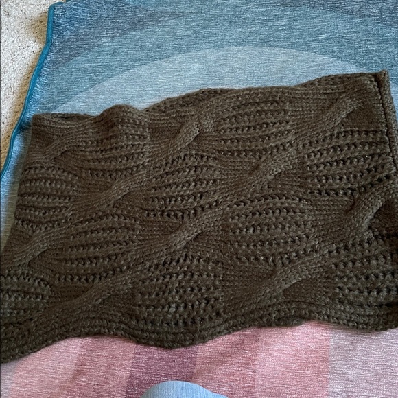 Chunky Brown Green Fall Knit Infinity Scarf - Picture 6 of 7